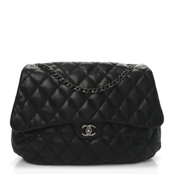 CHANEL Lambskin Quilted Chanel 3 Maxi Flap Bag Black