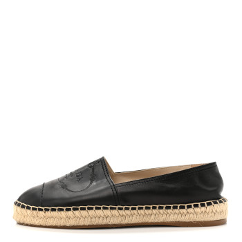 PRADA Nappa Logo Cap Toe 20mm Espadrilles 37 Black