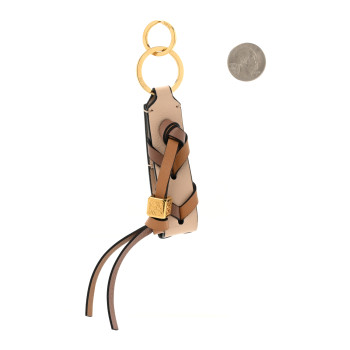 LOEWE Calfskin Braided Bag Charm Nude Warm Desert