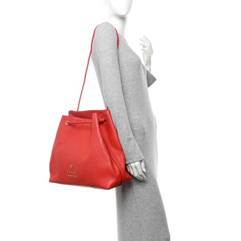 GUCCI Calfskin Large Gifford Braided Handle Tote Sporting Red