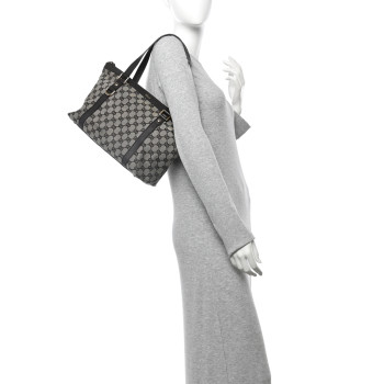GUCCI Monogram Abbey Medium Tote Dark Brown