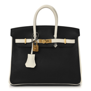 HERMES Togo Horseshoe Birkin 25 Black Craie