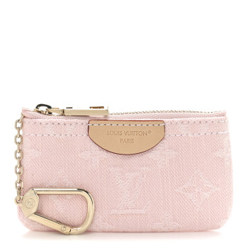 LOUIS VUITTON Monogram Denim Key Pouch Washed Pink