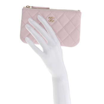 CHANEL Caviar Quilted Small Cosmetic Case Light Pink