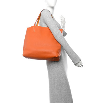 HERMES Taurillon Clemence Double Sens 36 Reversible Tote Moutarde Orange