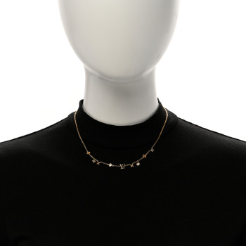 LOUIS VUITTON Metal Crystal LV In The Sky Necklace Gold