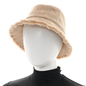 LOUIS VUITTON Monogram Denim Bucket Hat M Sandy Beige