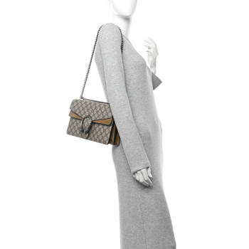 GUCCI GG Supreme Monogram Small Dionysus Shoulder Bag Taupe