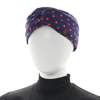 GUCCI Silk Polka Dot Headband M Blue Red