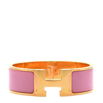 HERMES Enamel Wide Clic Clac H Bracelet GM Rose Velours