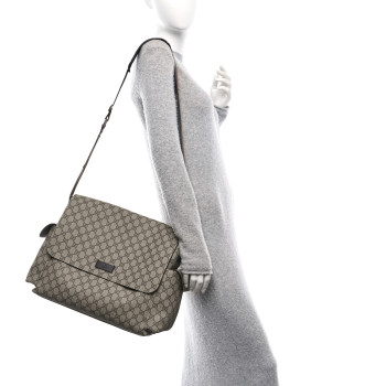 GUCCI GG Plus Monogram Messenger Diaper Bag Dark Brown