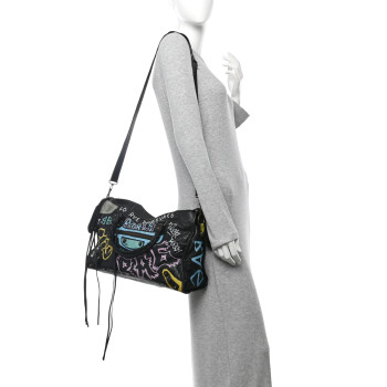 BALENCIAGA Agneau Graffiti All Over Classic Hardware City Black Multicolor