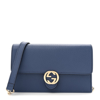 GUCCI Dollar Calfskin Interlocking G Chain Wallet Caspian