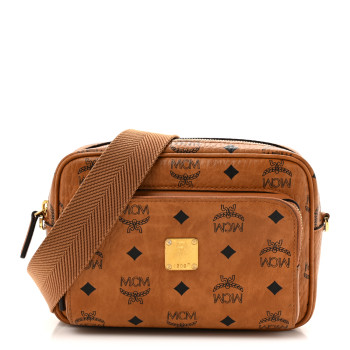 MCM Visetos Monogram Small Aren Crossbody Cognac