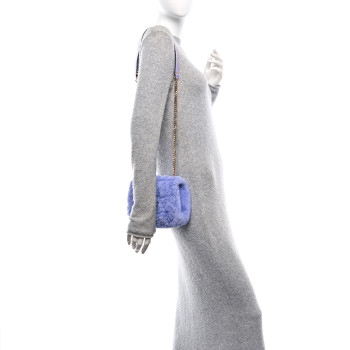 VERSACE Faux Fur Quilted Virtus Shoulder Bag Orchid
