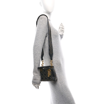 CHRISTIAN DIOR Lambskin Studded Mini Supple Lady Dior Black