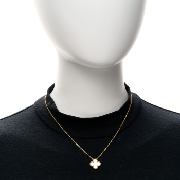 VAN CLEEF & ARPELS 18K Yellow Gold Mother of Pearl Vintage Alhambra Pendant Necklace
