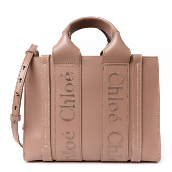 CHLOE Calfskin Small Woody Tote Anemone Pink