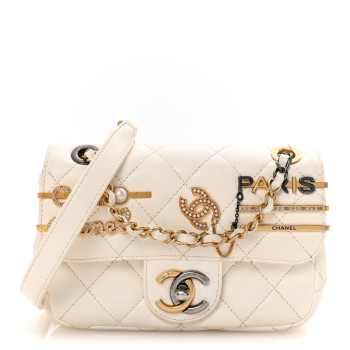 CHANEL Lambskin Quilted Mini Coco Clips Flap White