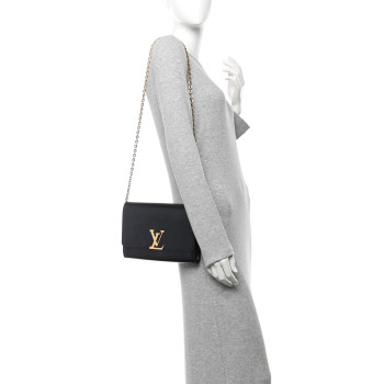 LOUIS VUITTON Calfskin Chain Louise GM Black