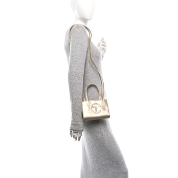 TELFAR Metallic Vegan Leather Small Shopping Bag Gold