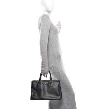 PRADA Saffiano Medium Galleria Double Zip Tote Black