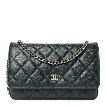 CHANEL Caviar Quilted Wallet on Chain WOC Black