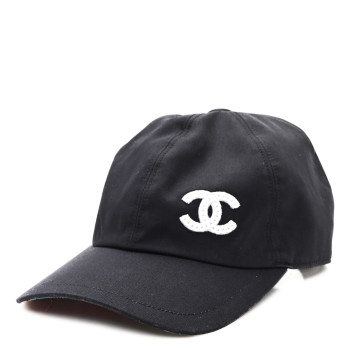 CHANEL Cotton Sequin CC Cap Hat Black