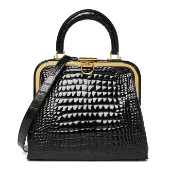 CHRISTIAN DIOR Crocodile Doctor Bag Black