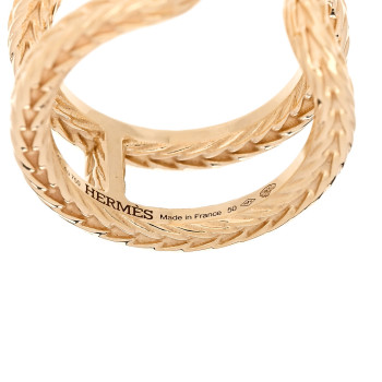 HERMES 18K Yellow Gold PM Chain d'Ancre Danae Ring 50 5.25