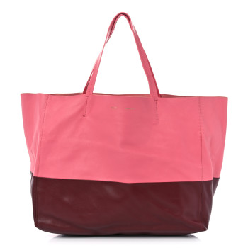 CELINE Lambskin Horizontal Bi-Color Cabas Pink Rust