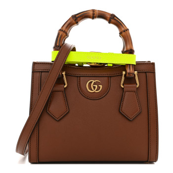 GUCCI Wonka Grain Calfskin Mini Diana Tote Bag Cuir Yellow Fluo