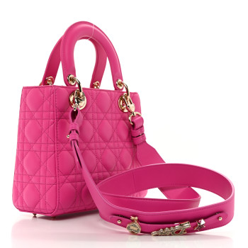 CHRISTIAN DIOR Lambskin Cannage Small My ABCDior Lady Dior Magenta