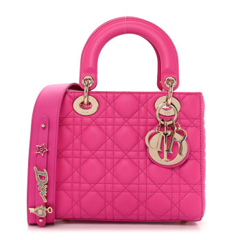 CHRISTIAN DIOR Lambskin Cannage Small My ABCDior Lady Dior Magenta