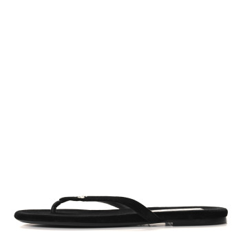 CHANEL Velvet Crystal CC Thong Sandals 40 Black