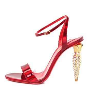 CHRISTIAN LOUBOUTIN Patent Crystal Lipchick 100 Sandals 39 Loubi
