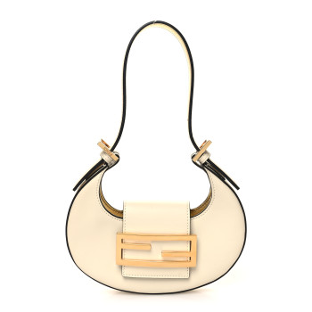FENDI Vitello King Mini Cookie Hobo Bag White Ice