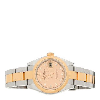 ROLEX Stainless Steel 18K Everose Gold Diamond 26mm Oyster Perpetual Datejust Watch Champagne 179161