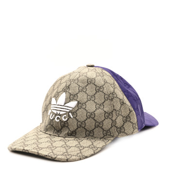GUCCI X ADIDAS GG Supreme Monogram Double Sided Baseball Hat XL Beige Ebony Dark Ameth