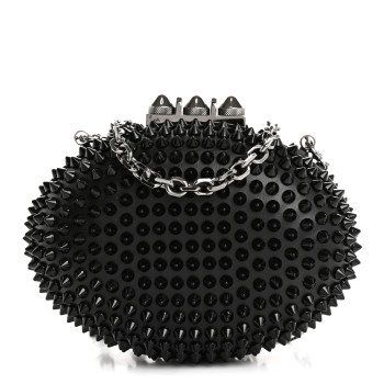 CHRISTIAN LOUBOUTIN Calfskin Spikes Mina Chain Clutch Black