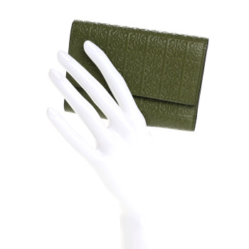 LOEWE Calfskin Embossed Small Wallet Avocado