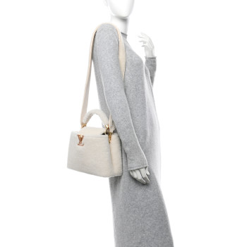 LOUIS VUITTON Shearling Calfskin Capucines BB White