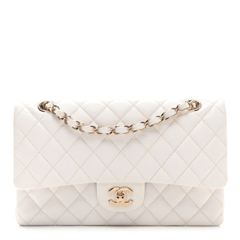 CHANEL Caviar Quilted Medium Double Flap White