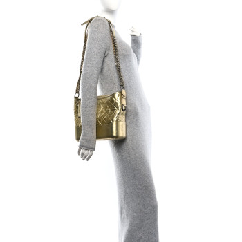 CHANEL Metallic Aged Calfskin Quilted Medium Gabrielle Gold