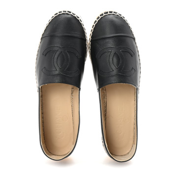 CHANEL Lambskin CC Espadrilles 38 Black