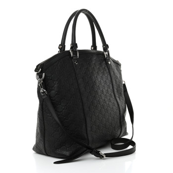 GUCCI Guccissima Large GG Charm Convertible Dome Satchel Black