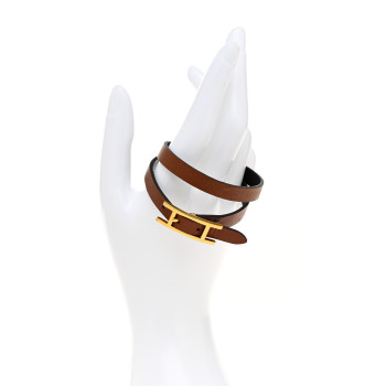 HERMES Chamonix Behapi Double Tour Bracelet S Black Fauve