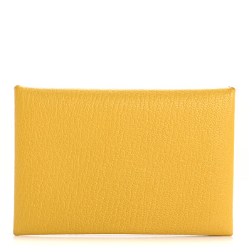 HERMES Chevre Mysore Verso Calvi Card Case Sun Bleu Frida