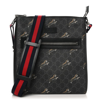 GUCCI GG Supreme Monogram Tigers Web Messenger Bag Black Multicolor