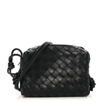 BOTTEGA VENETA Nappa Intrecciato Mini Loop Camera Bag Black